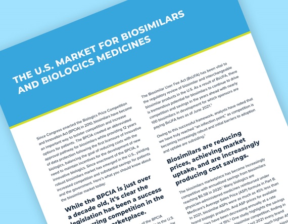 Teaser image of PhRMA's new Biologics and Biosimilars overview fact sheet