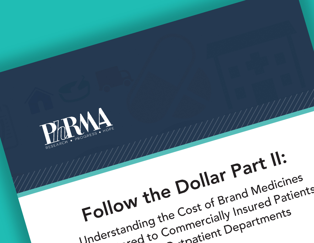 An image of PhRMA's second Follow the Dollar report, showing the title "Follow the Dollar Part 2"