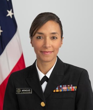 A photograph of Rear Admiral Richardae Araojo, Associate Commissioner for Minority Health and Director of the Office of Minority Health and Health Equity (OMHHE) in the Office of the Commissioner at the U.S. Food and Drug Administration (FDA)"