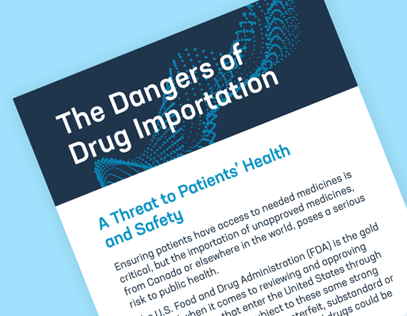 Teaser image of PhRMA's pocket card on the dangers on drug importation