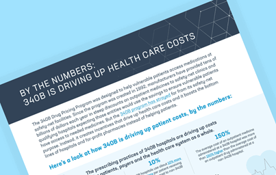 teaser image for phrma fact sheet titled by the numbers: 340b is driving up health care costs