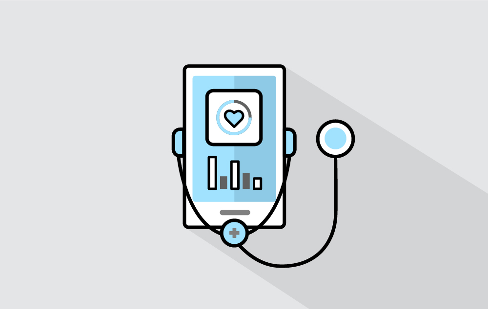 Icon image of smartphone with stethoscope